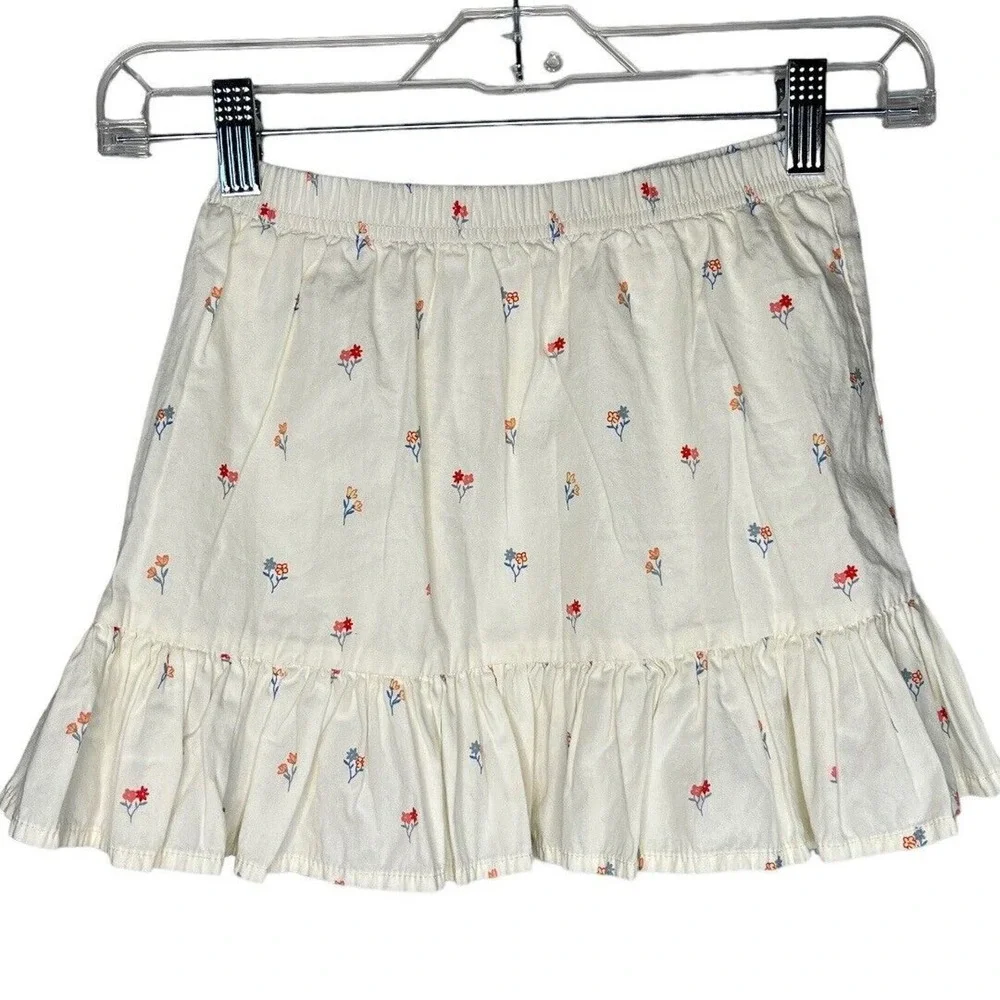 Gymboree Skirt Girls 5 6 White Pink Micro Floral Peasant Skirt Ruffle Bohemian